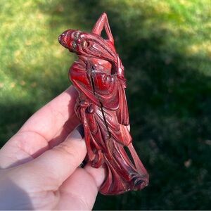 Vintage Asian Carved Wood Statue Figurine of a Man 4.5" Tall